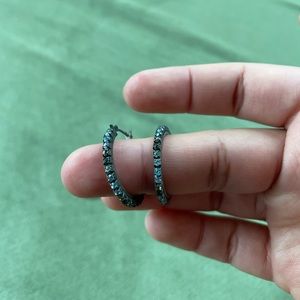 Dazzle in Blue: Sparkly Blue Hoop Earrings - Elevate Your Casual Chic 🌟💙